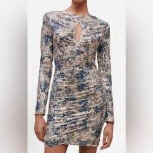 Maje, Raquine Sequenced Ruched Dress, NWT size 40